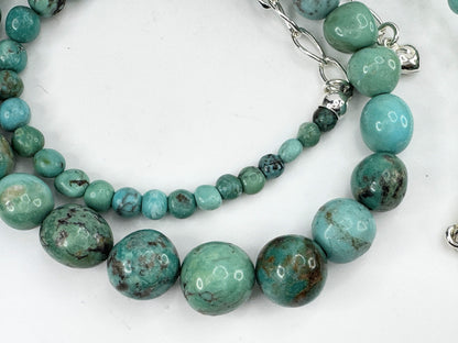 Jay King Sterling natural graduated Turquoise beads necklace JR9373