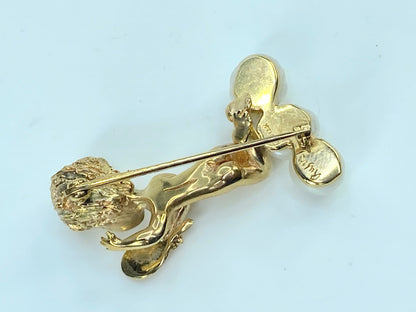 William Ruser 14k Yellow Gold Sapphire Pearl Mondays Child Pin Brooch JR1001