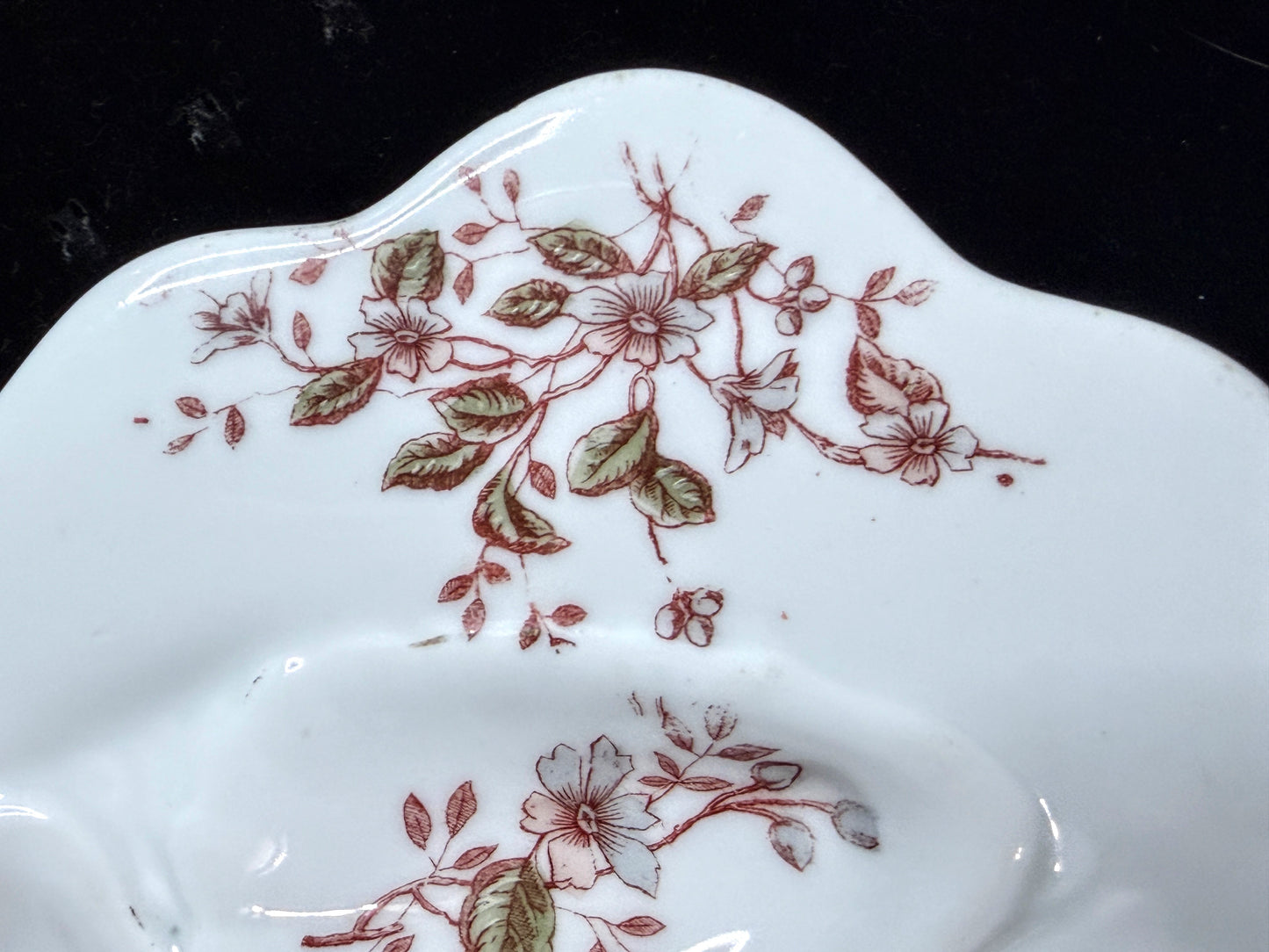 Antique 5 Well Oyster Plate Floral Relief Carlsbad Austria 9.0" A887
