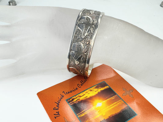 Sterling Southwestern Cuff Bracelet Pueblo Roderick & Marilyn Tenorio JR9379