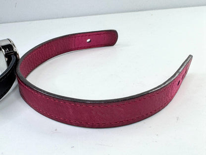 Vintage Hermes Black Fuchsia Leather Palladium Clou de Selle Bracelet Pouch GS804