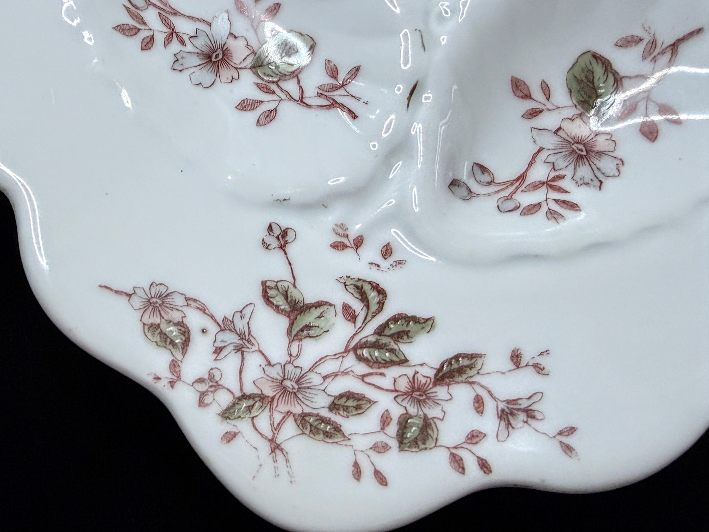 Antique 5 Well Oyster Plate Floral Relief Carlsbad Austria 9.0" A887