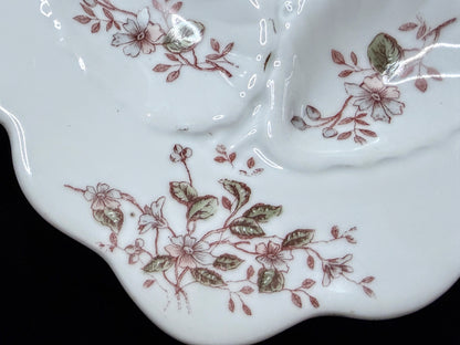Antique 5 Well Oyster Plate Floral Relief Carlsbad Austria 9.0" A887