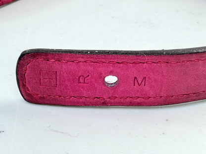 Vintage Hermes Black Fuchsia Leather Palladium Clou de Selle Bracelet Pouch GS804