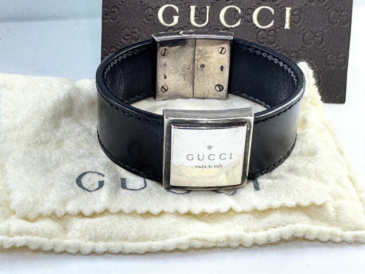 Vintage Gucci Sterling Silver Cuff Bracelet  7 7/8" JR1627