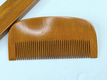 1970's hand craft Boxwood hair Comb & picks Camellia Oil Finished GS392