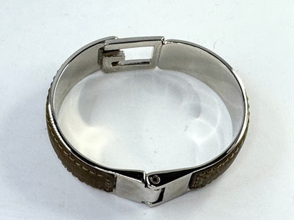 Vintage Gucci Silver Tone Leather Horsebit Buckle Bracelet 7" GS806