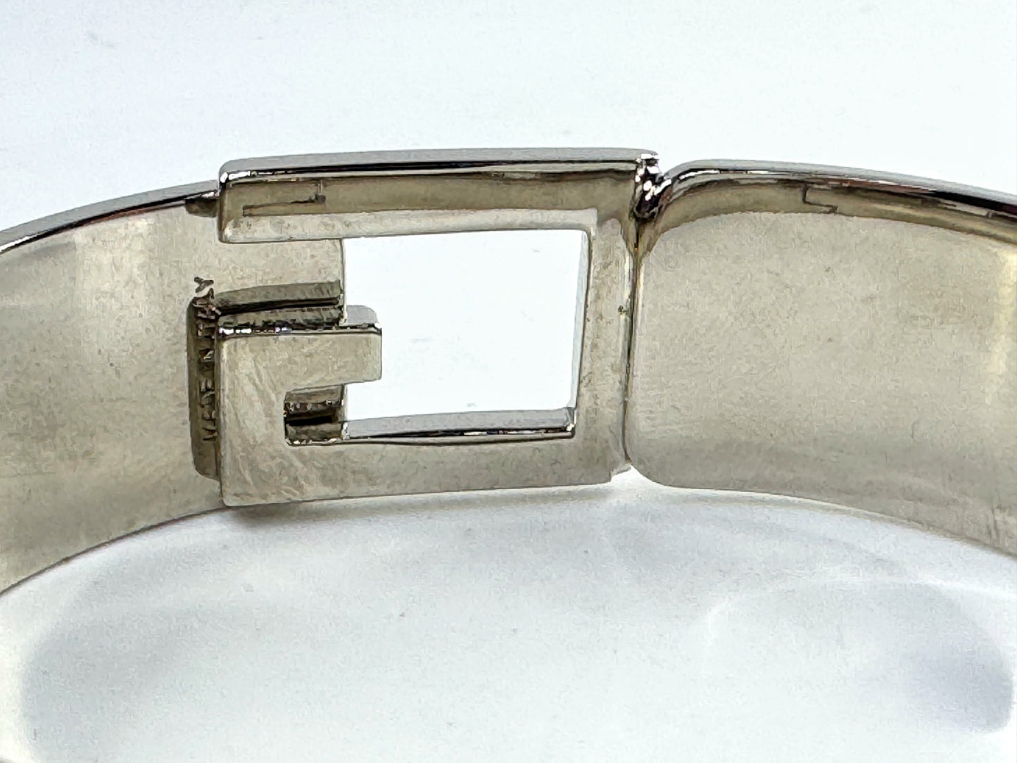 Vintage Gucci Silver Tone Leather Horsebit Buckle Bracelet 7" GS806