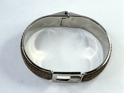 Vintage Gucci Silver Tone Leather Horsebit Buckle Bracelet 7" GS806