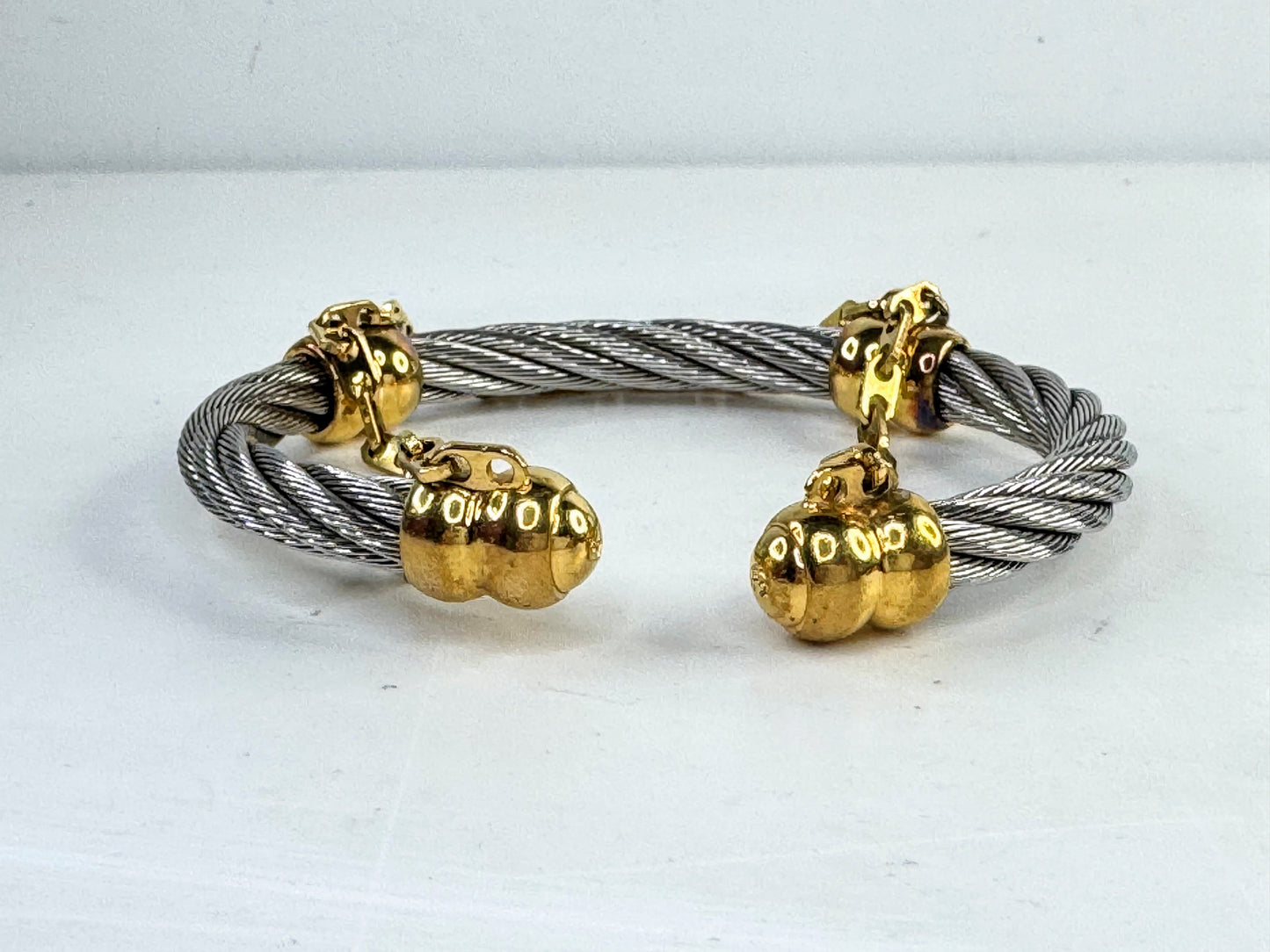 Vintage Philippe Charriol Gold Accent Cable dangle chain Bracelet GS807