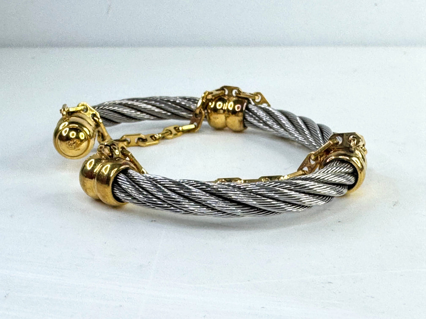 Vintage Philippe Charriol Gold Accent Cable dangle chain Bracelet GS807