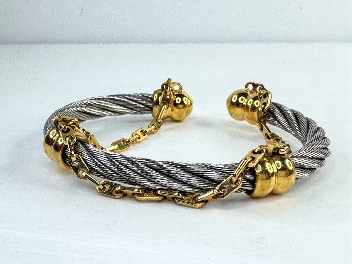 Vintage Philippe Charriol Gold Accent Cable dangle chain Bracelet GS807