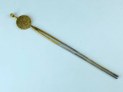 Kanzashi kimono Hair stick Metalwork Hairpin Silver Ivy Meiji 5 7/8" 13g GS394