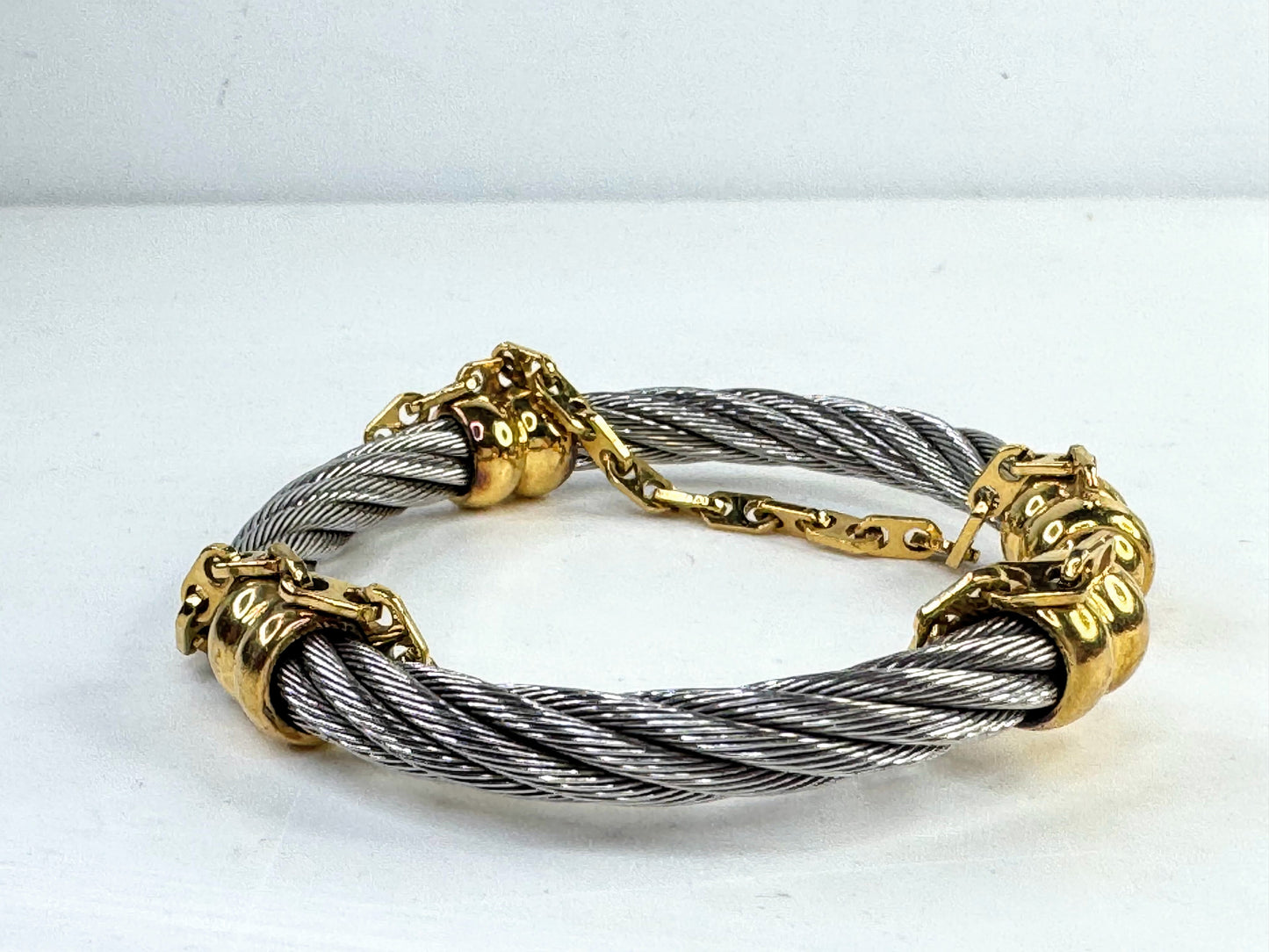 Vintage Philippe Charriol Gold Accent Cable dangle chain Bracelet GS807