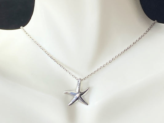 Tiffany & Co Elsa Peretti Starfish Slider Pendant Chain Necklace
