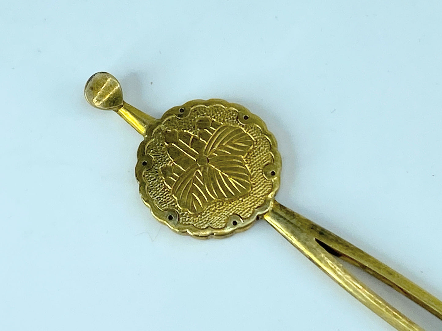 Kanzashi kimono Hair stick Metalwork Hairpin Silver Ivy Meiji 5 7/8" 13g GS394