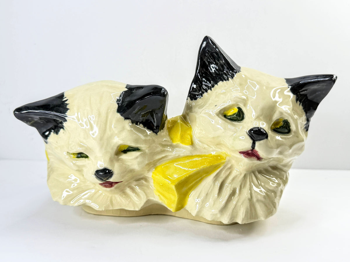 Vintage McCoy Pottery Two Kittens in Basket Ceramic Cookie Jar A1078