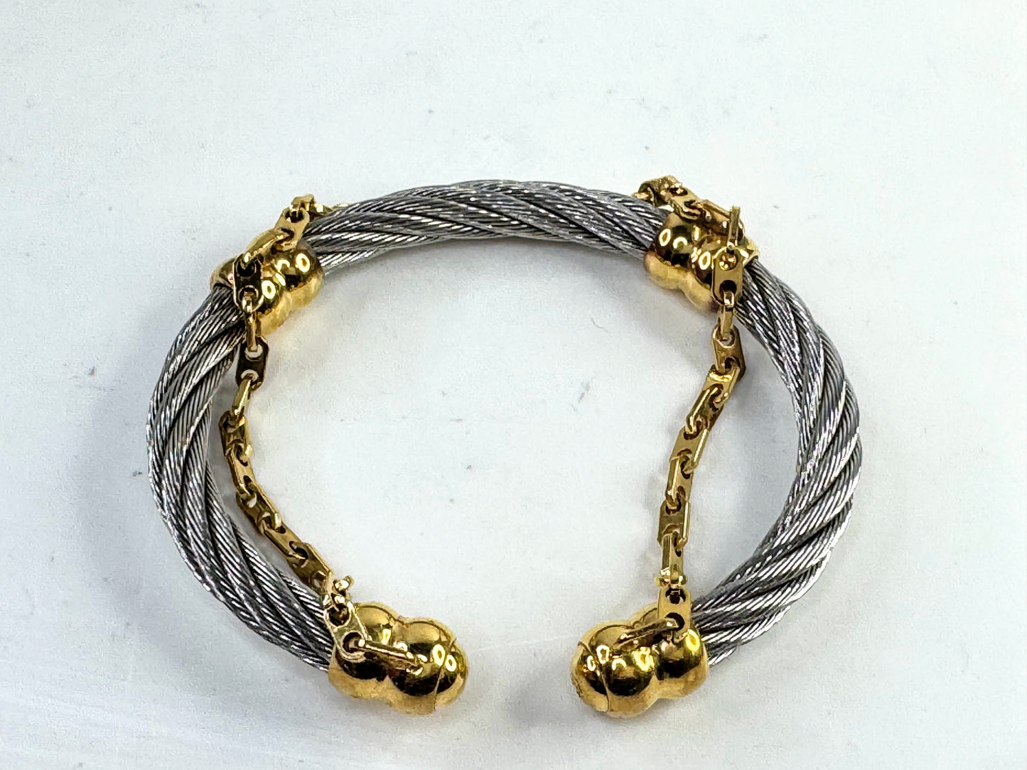 Vintage Philippe Charriol Gold Accent Cable dangle chain Bracelet GS807