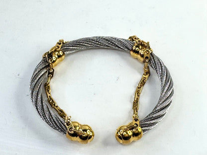 Vintage Philippe Charriol Gold Accent Cable dangle chain Bracelet GS807