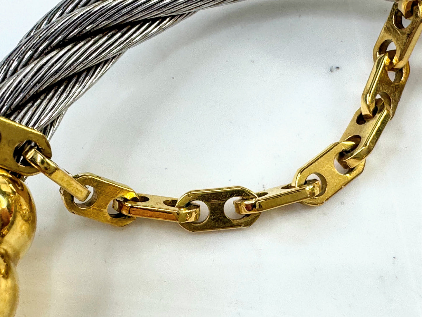 Vintage Philippe Charriol Gold Accent Cable dangle chain Bracelet GS807