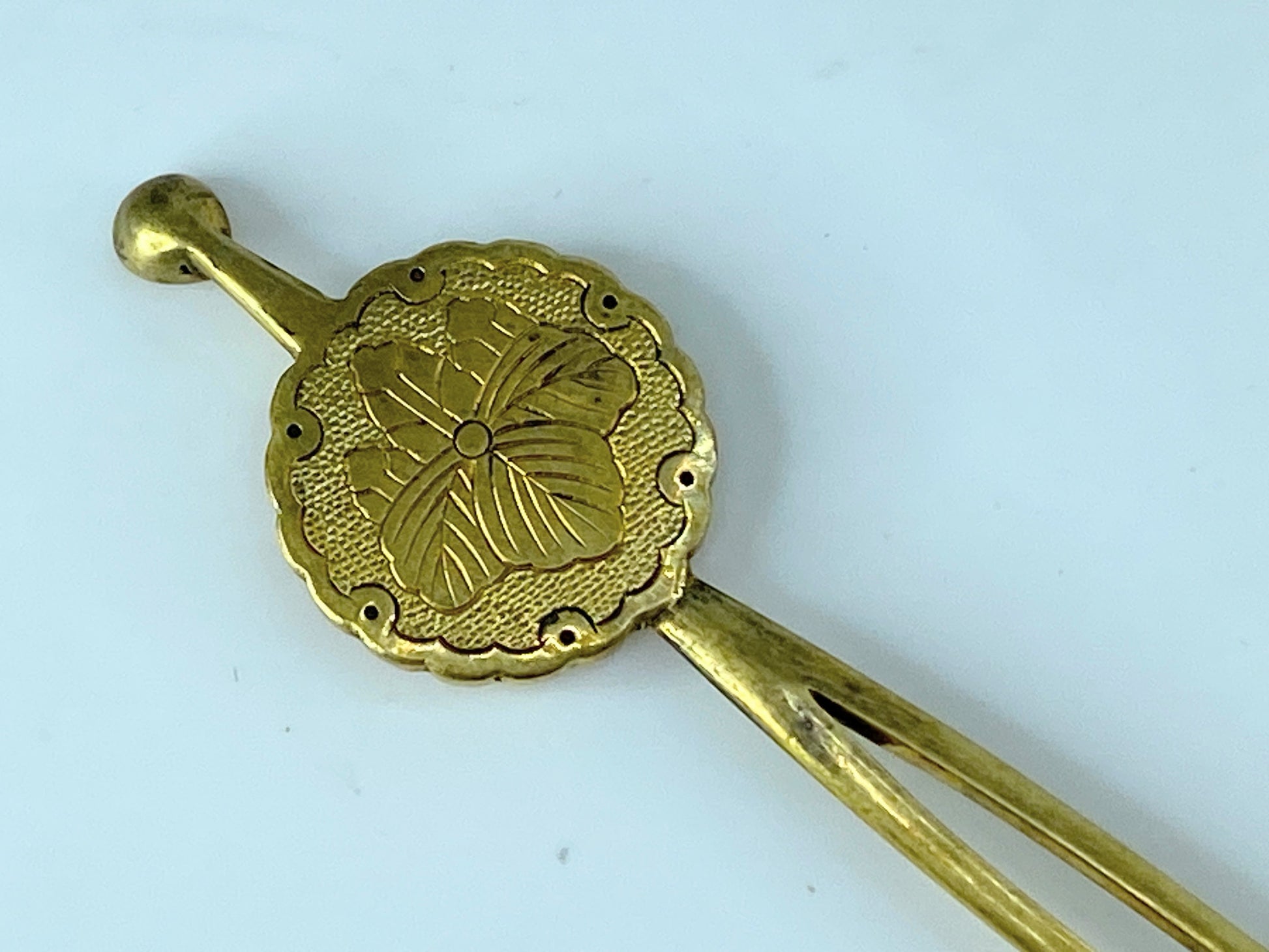 Kanzashi kimono Hair stick Metalwork Hairpin Silver Ivy Meiji 5 7/8" 13g GS394