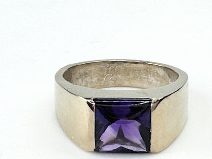 Cartier Tank 18K White Gold Amethyst Ring JR9383