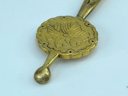 Kanzashi kimono Hair stick Metalwork Hairpin Silver Ivy Meiji 5 7/8" 13g GS394