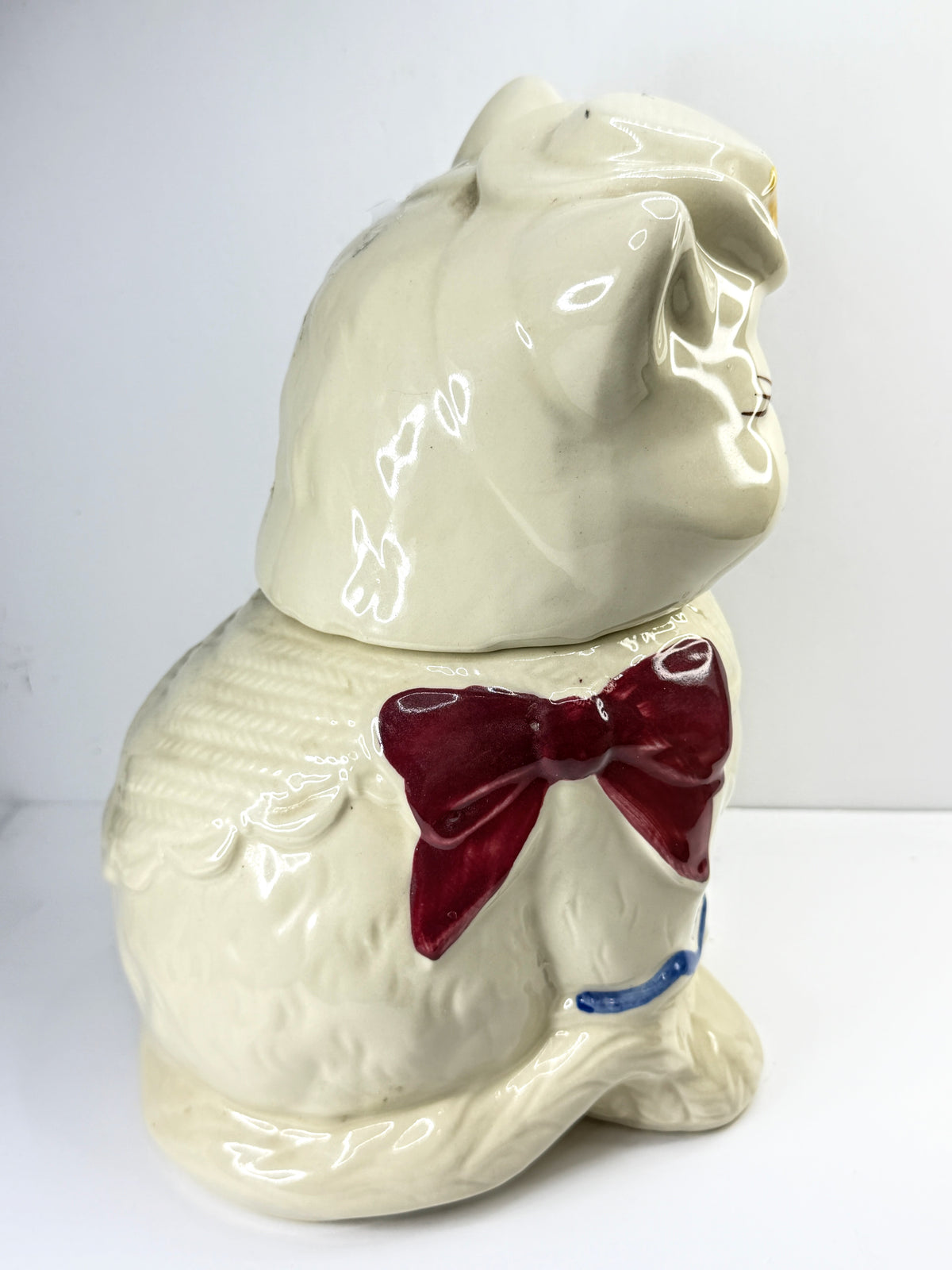 Shawnee Puss N Boots Cat Cookie Jar Vintage 1940s Yellow Bird Mint A1079
