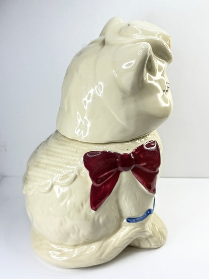 Shawnee Puss N Boots Cat Cookie Jar Vintage 1940s Yellow Bird Mint A1079