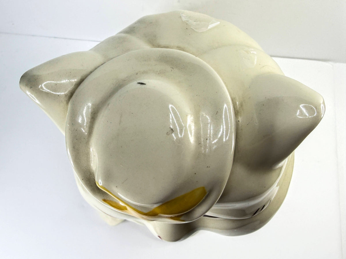 Shawnee Puss N Boots Cat Cookie Jar Vintage 1940s Yellow Bird Mint A1079