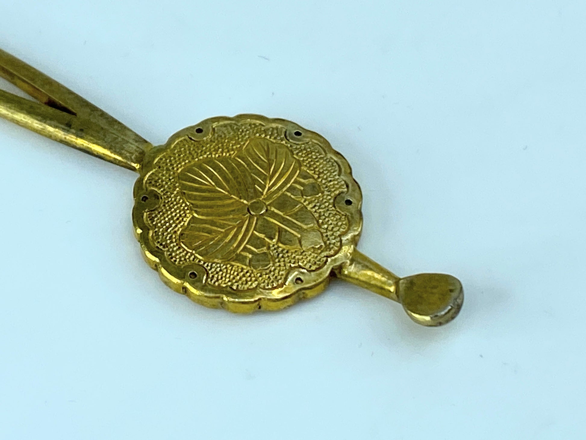 Kanzashi kimono Hair stick Metalwork Hairpin Silver Ivy Meiji 5 7/8" 13g GS394