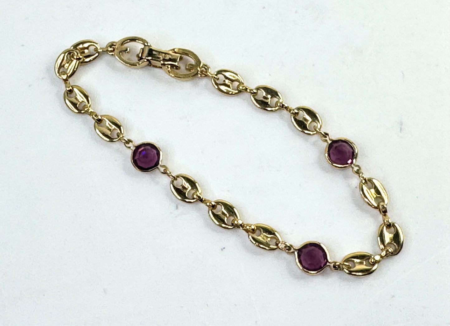 BraceletVintage Christian Dior Gold Tone Red crystal Station Bracelet  7.25" GS808