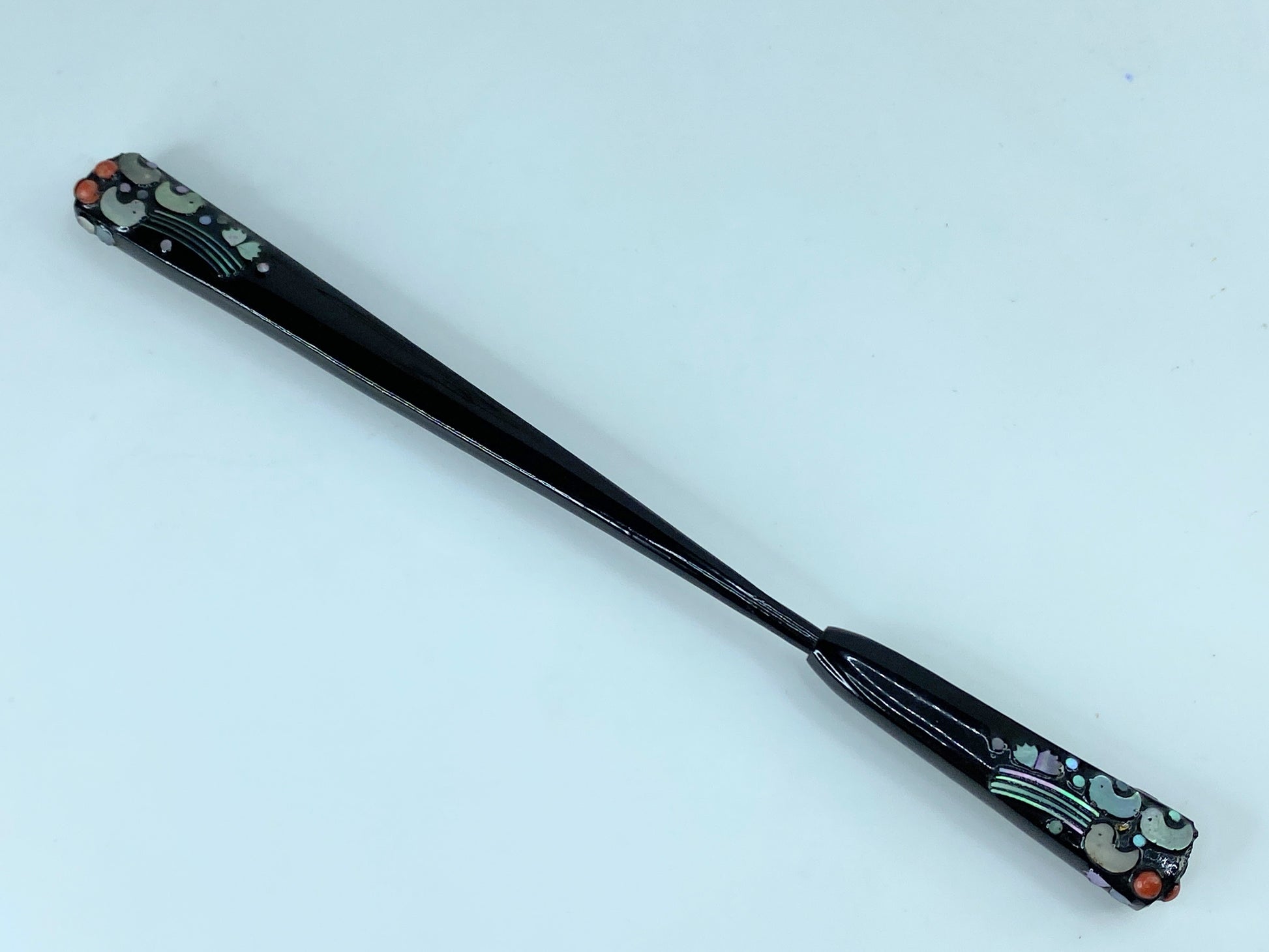 Mid age Kanzashi kimono Hair stick , Mother-Of-Pearl, Silver, Gold Wire GS395