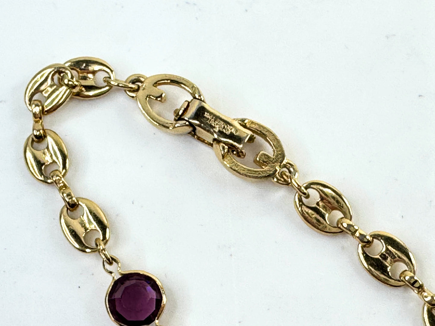 BraceletVintage Christian Dior Gold Tone Red crystal Station Bracelet  7.25" GS808