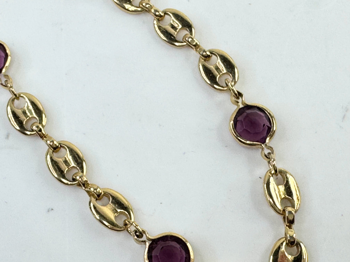BraceletVintage Christian Dior Gold Tone Red crystal Station Bracelet  7.25" GS808