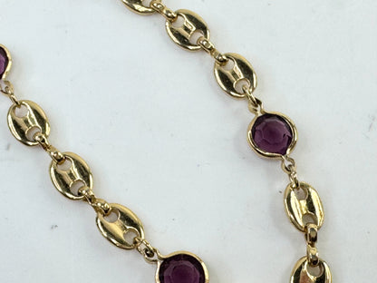 BraceletVintage Christian Dior Gold Tone Red crystal Station Bracelet  7.25" GS808