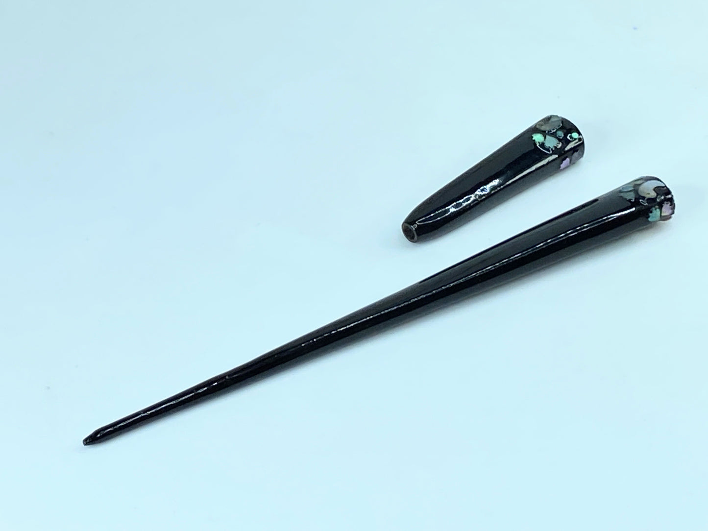 Mid age Kanzashi kimono Hair stick , Mother-Of-Pearl, Silver, Gold Wire GS395