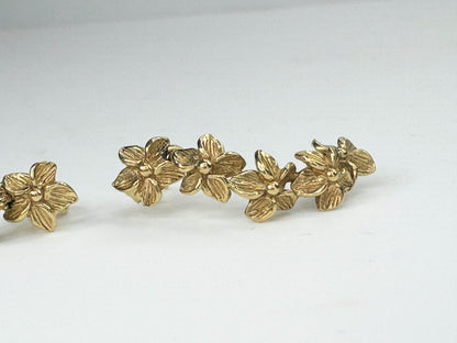 Hawaii heirloom 14K gold Plumeria flower earrings 1.0" 3.9g JR9306