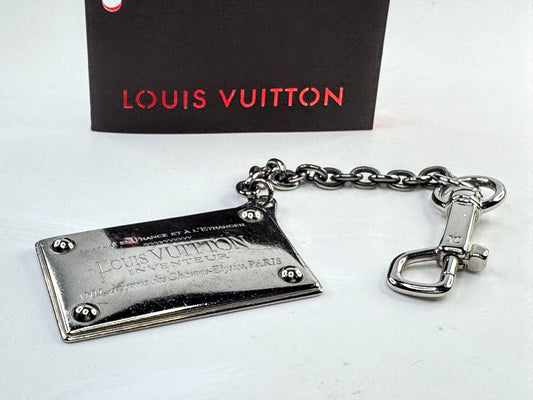 Vintage Louis Vuitton Inventeur Trunk Plaque Bag Charm Keychain SS338