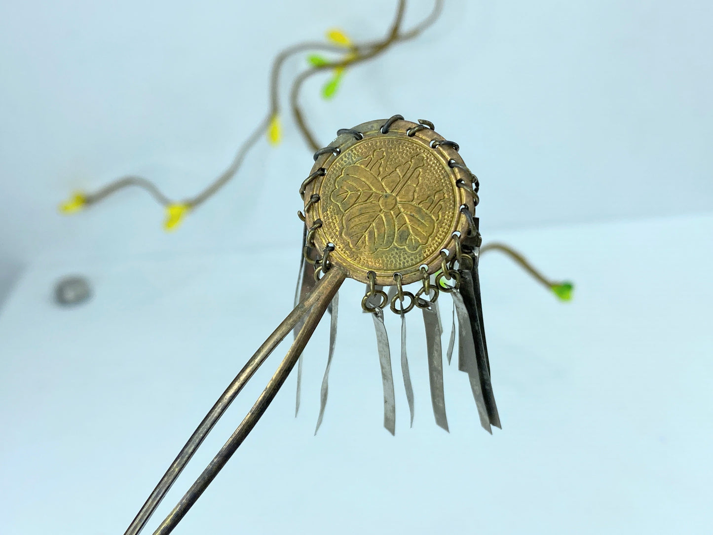 Early century Japanese Bira Kanzashi Geisha Maiko Flyer Hair pin 6 5/8" GS397