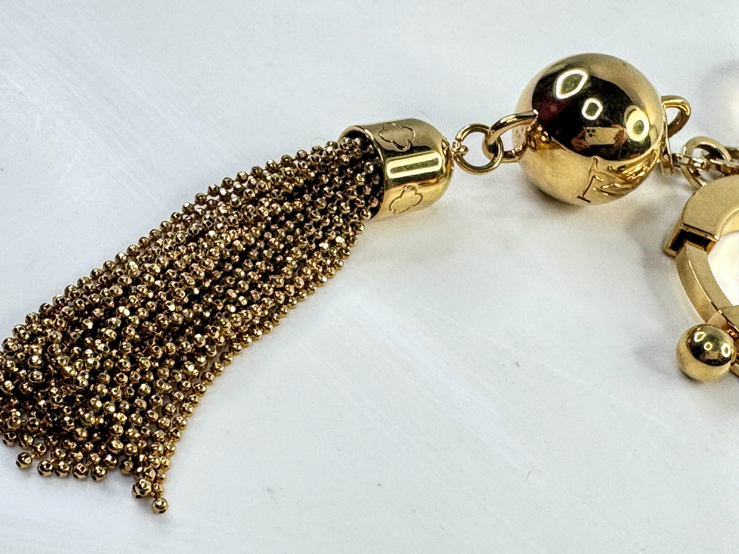 Vintage Auth Louis Vuitton Porte Cles Swing Key Ring Gold Charm in box SS339