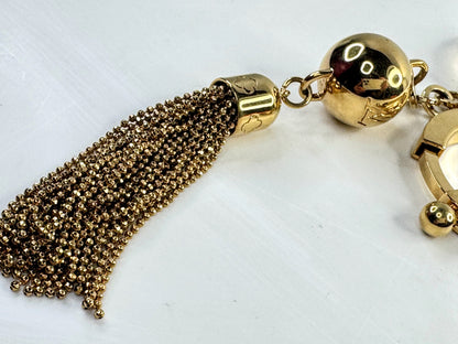 Vintage Auth Louis Vuitton Porte Cles Swing Key Ring Gold Charm in box SS339