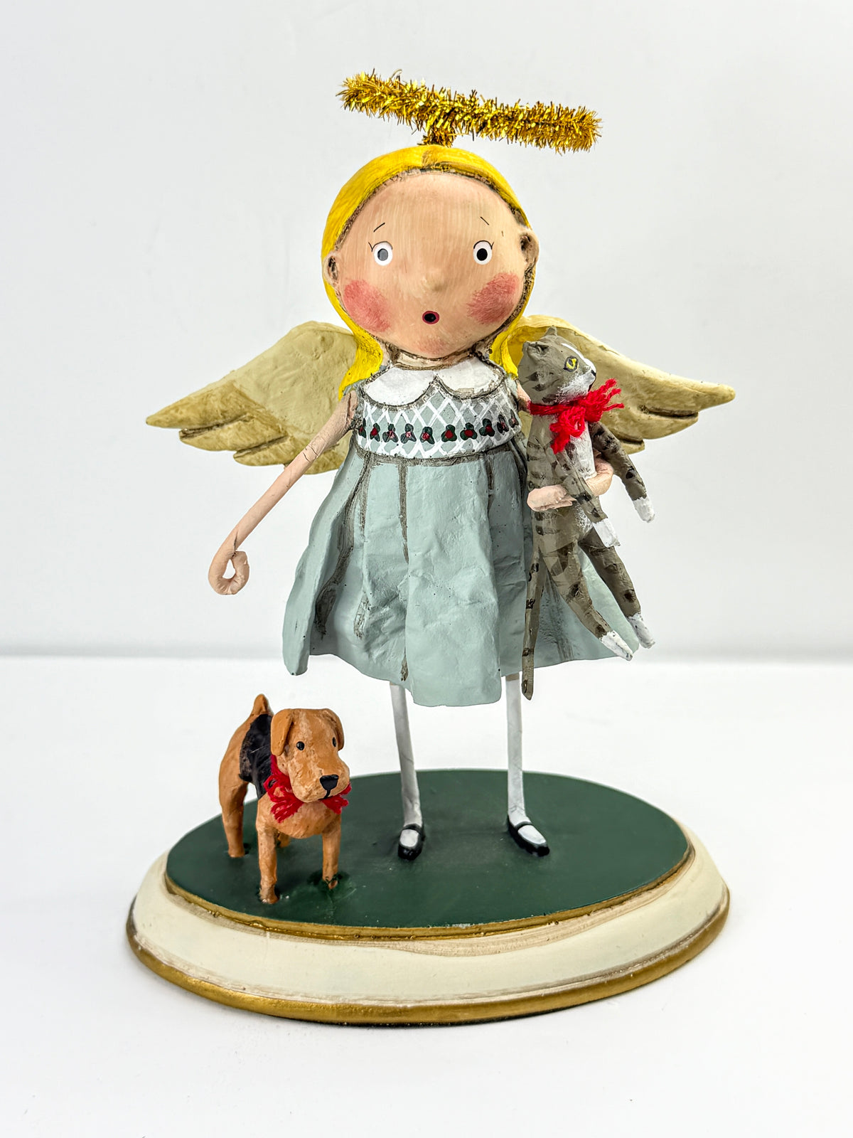 Lori Mitchell Animal Keeper Angel Cat Dog Figurine New in Box old stock A1282