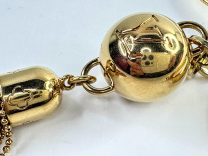Vintage Auth Louis Vuitton Porte Cles Swing Key Ring Gold Charm in box SS339