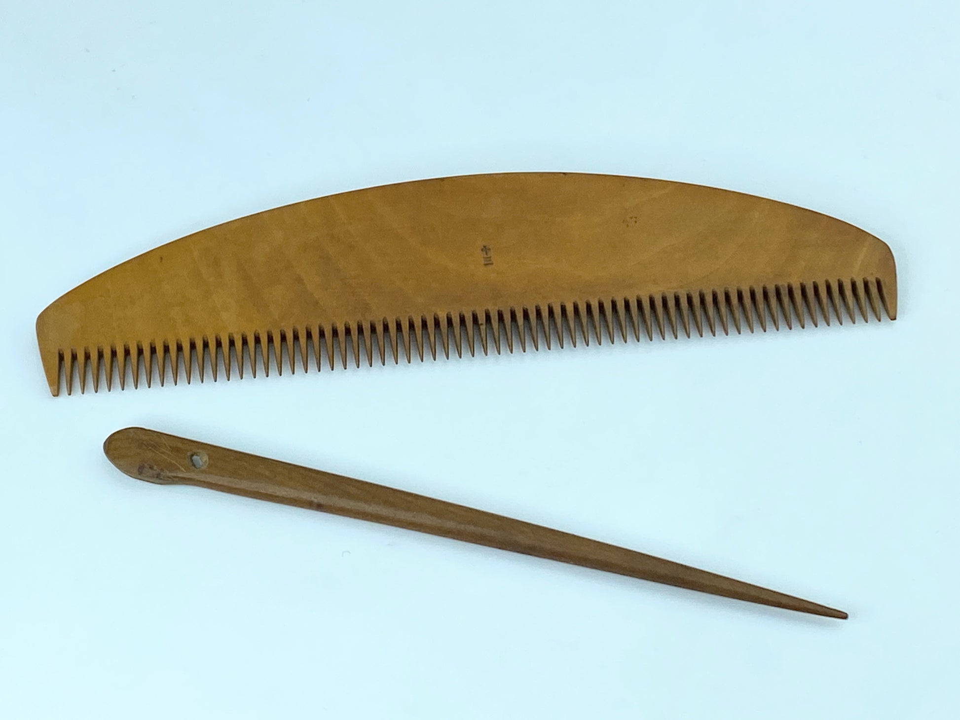 Antique Japan handmade Fine Tooth Tokigushi Boxwood Comb with hairstick GS519