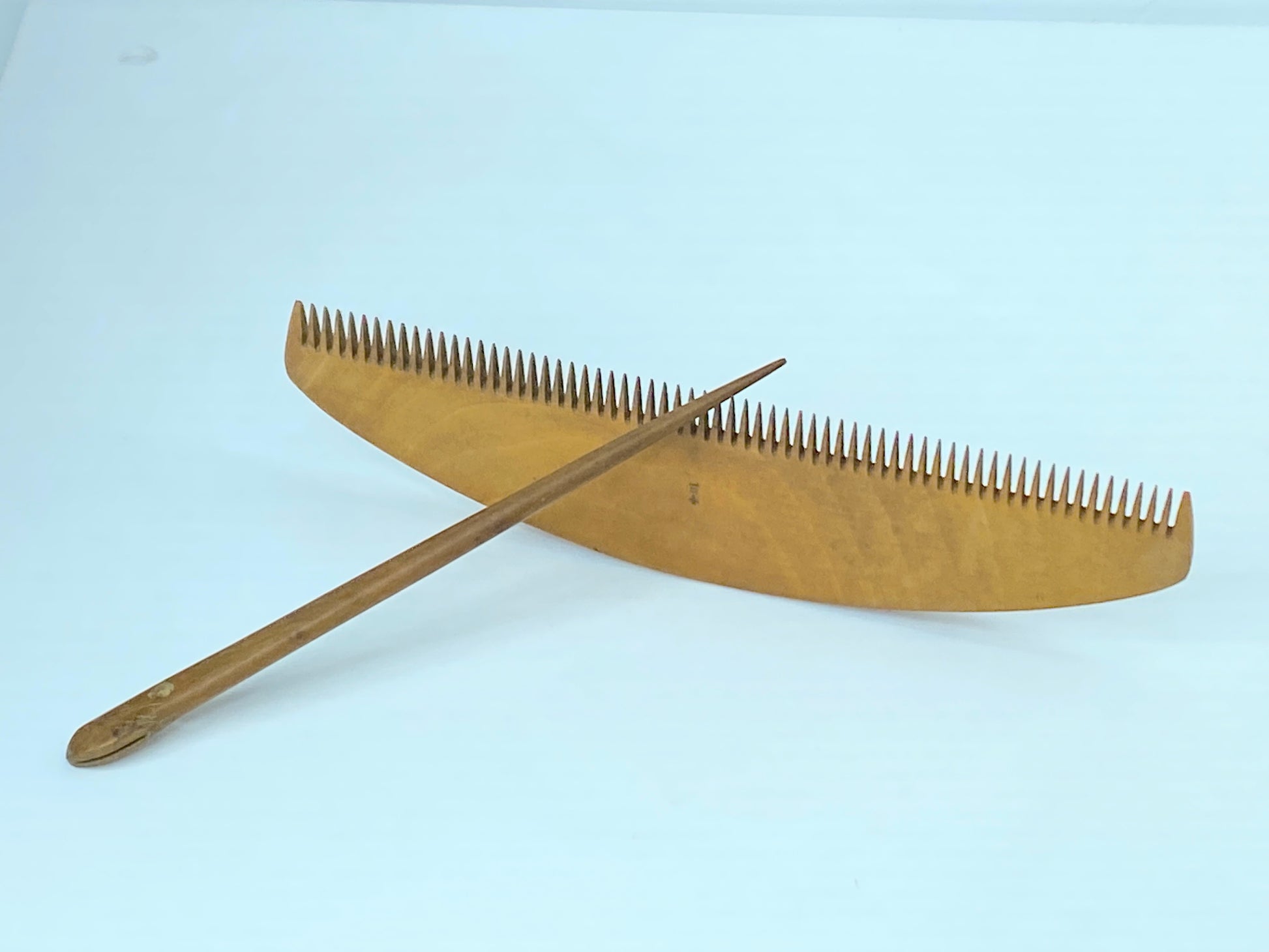 Antique Japan handmade Fine Tooth Tokigushi Boxwood Comb with hairstick GS519