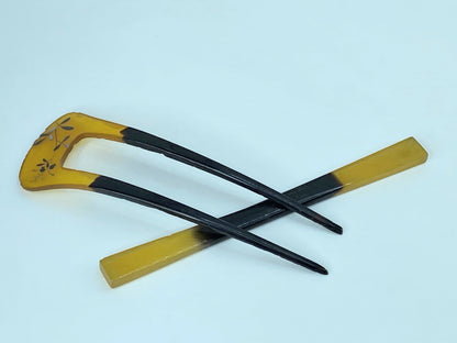 Vintage Japan resin hair fork MOP and hair stick ser GS400