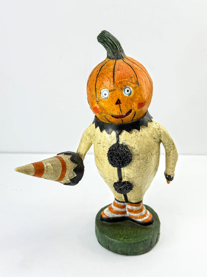 Retired Lori Mitchell Halloween Pumpkin Scarecrow Clown Figurine Mint A1286