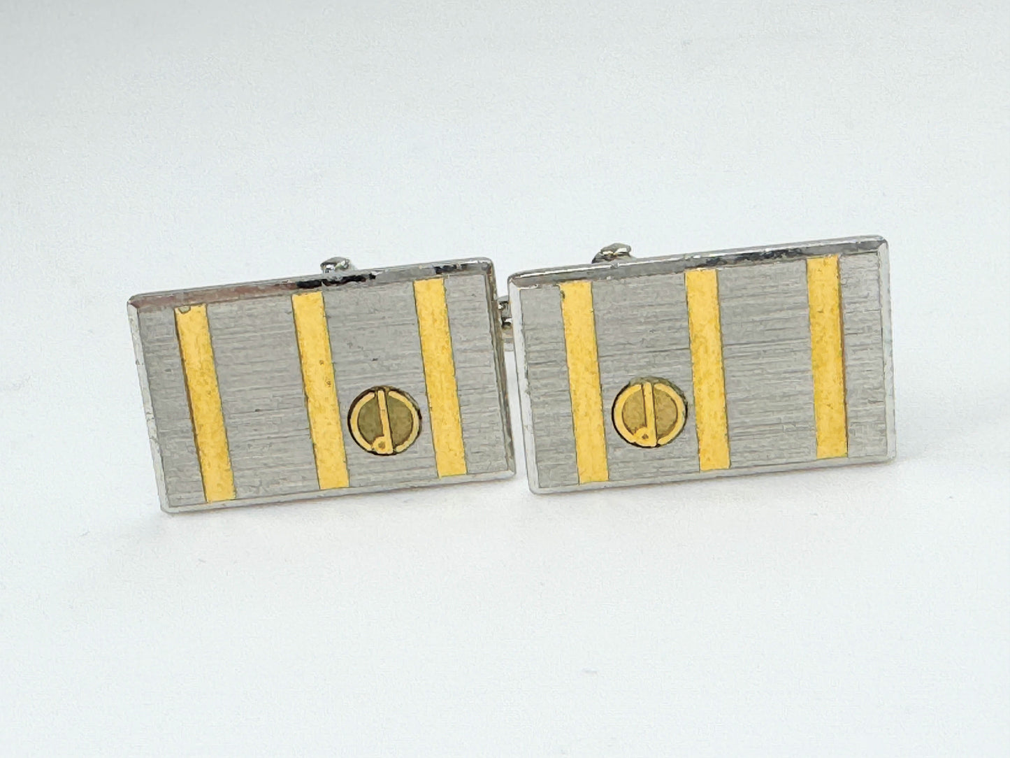 Authentic Dunhill silver gold tone Cufflink 8.8g JR9505