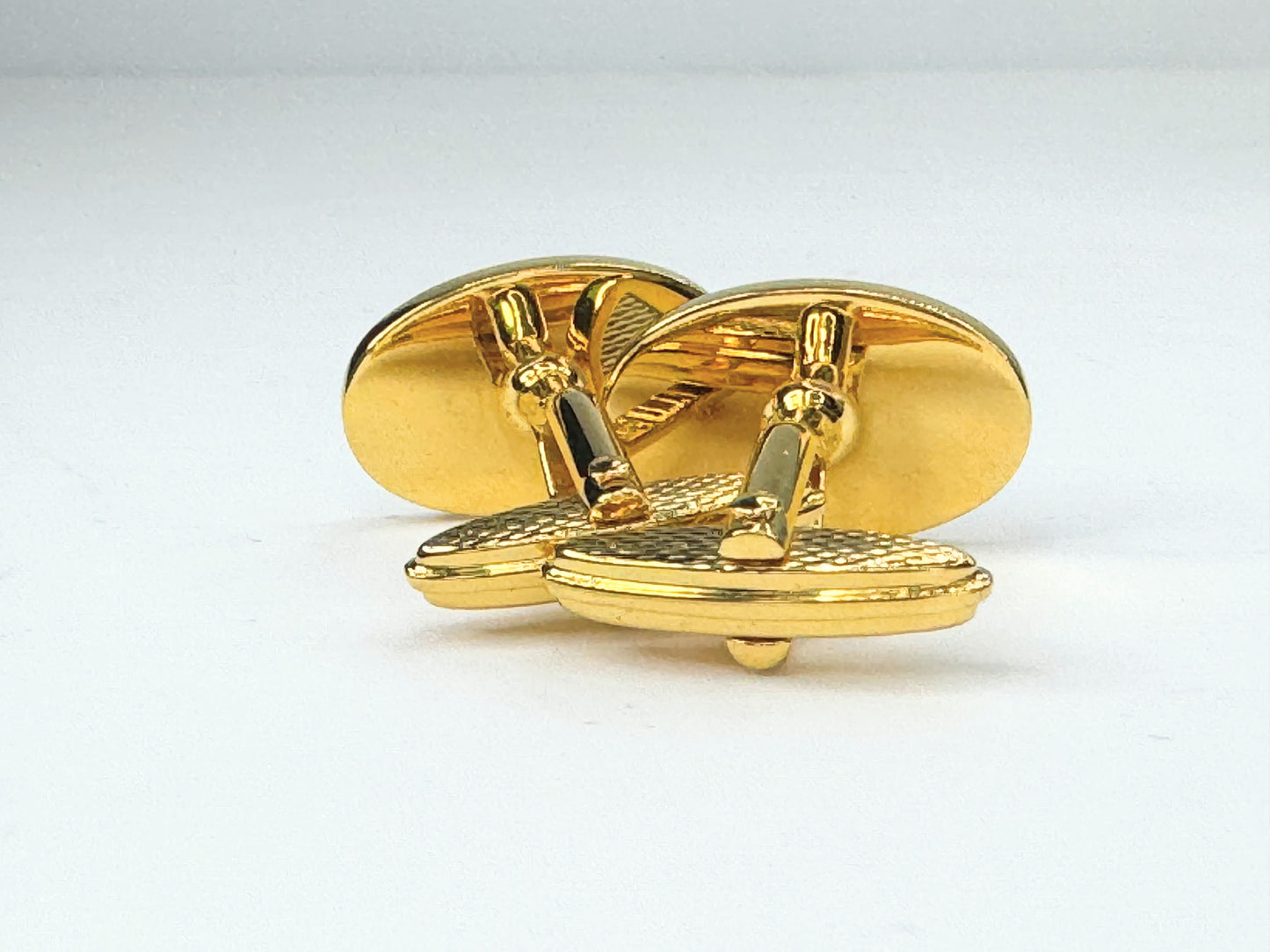 Givenchy Vintage Gold Silver gilt Two Tone black enamel Cufflinks JR9451